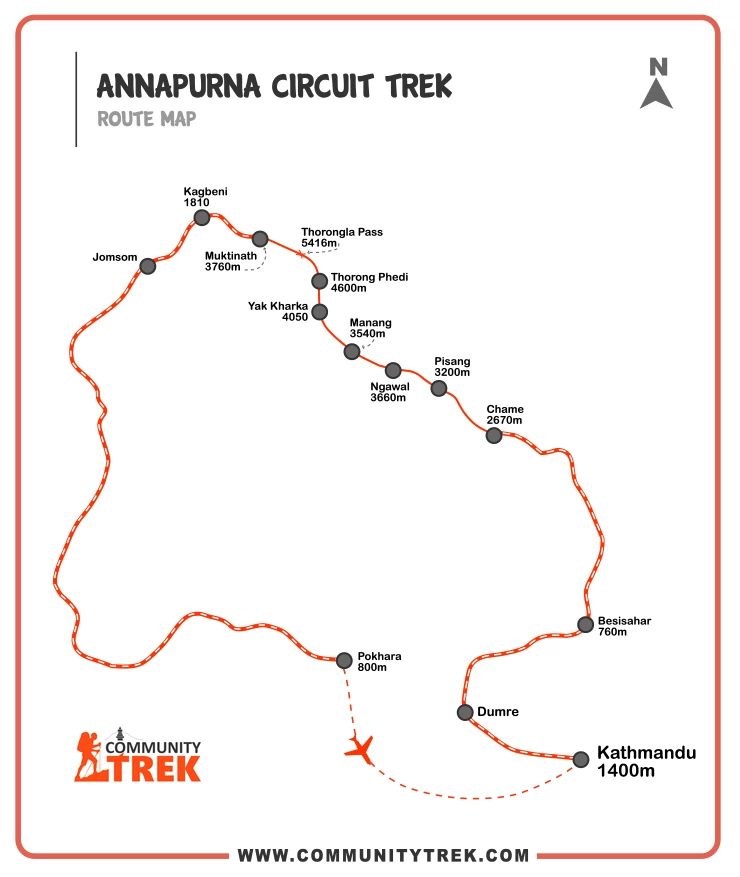 Annapurna Circuit Lodge Trek's road map